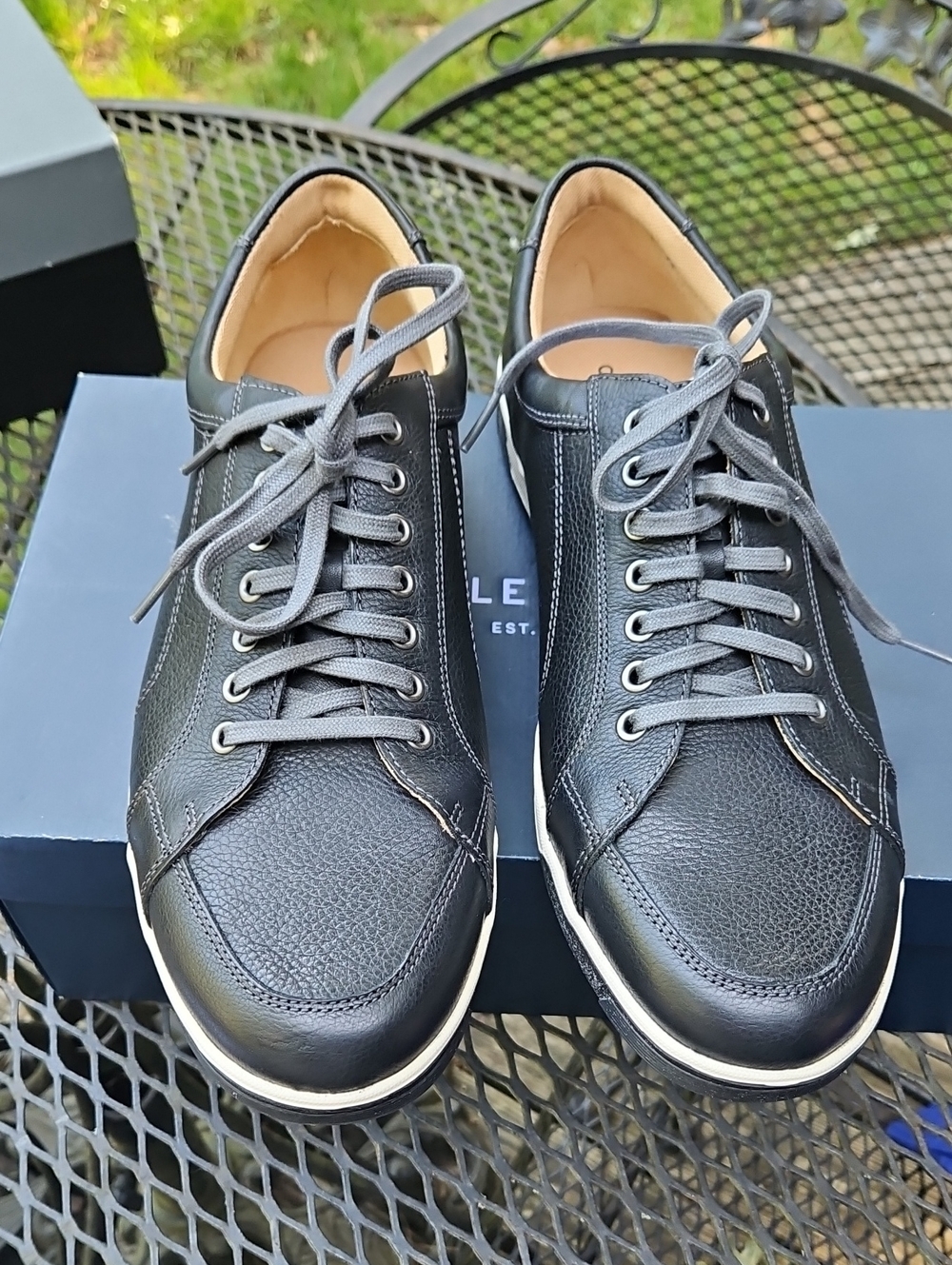Cole Haan Black Leather Low-Top Lace-Up Sneakers